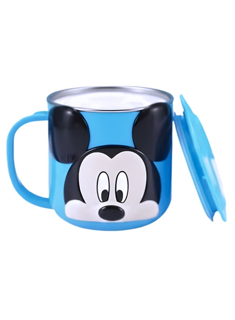 Disney Kids Stainless Steel Drinking Mug with Lid – Cartoon Design | Double Wall Insulated Cup for Hot & Cold Drinks | Leak-Resistant, Safe & Durable Children Mug (Mickey Blue) - Image 2